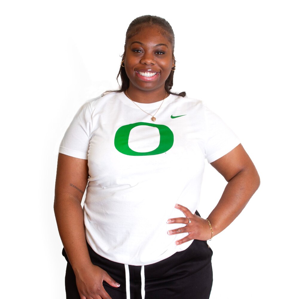 Classic Oregon O, Nike, White, Crew Neck, Cotton, Women, T-Shirt, 763885